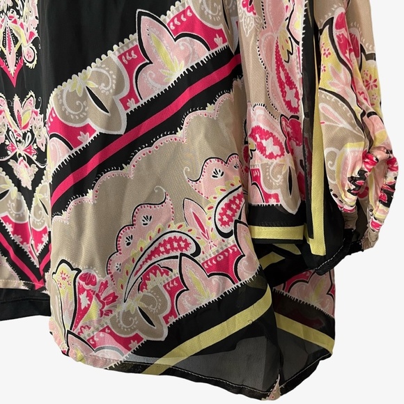 DANA BUCHMAN Oversized Top Black Pink Dolman Sleeve Lined Flowy Top Shirt sz M - Picture 7 of 16